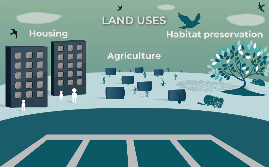 Choose floating PV for housing agriculture habitat preservation