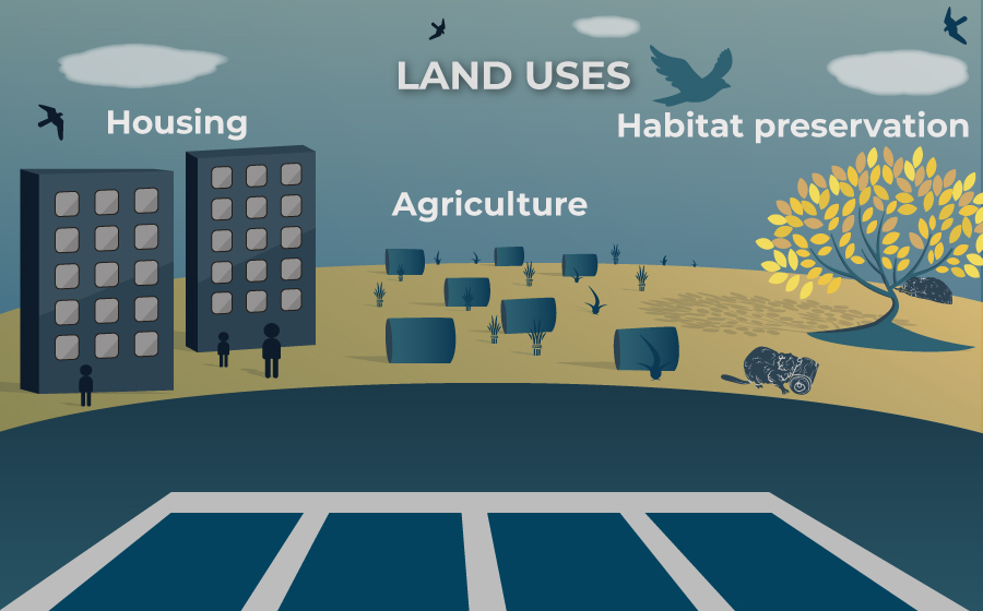 Choose floating PV for housing agriculture habitat preservation